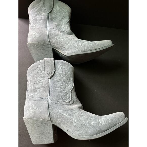 Ariat Womens Chandler Ankle Boots Bootie Blue Suede Size 9.5 Western Cowboy - Picture 5 of 8